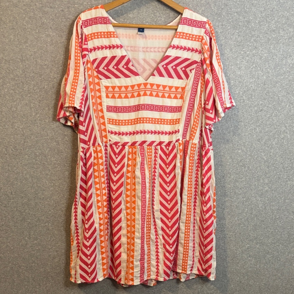 Old Navy Pink and Orange Geo-Print Mini Dress